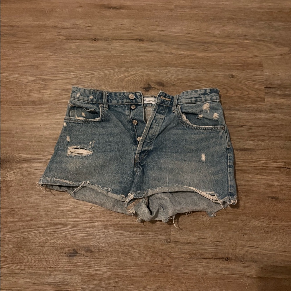 High Waist Distressed Denim Shorts